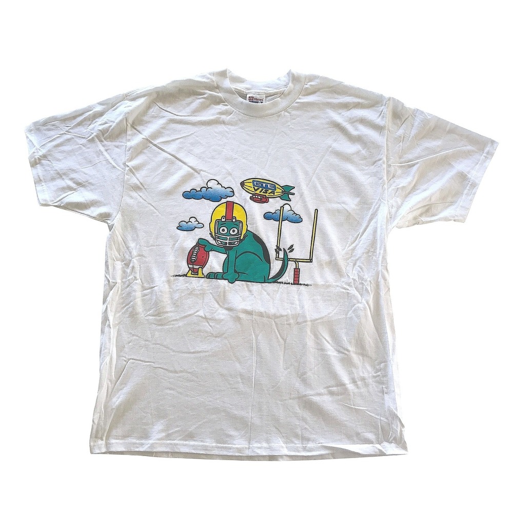 Vintage Hanes GTE VISA Football Cat Graphic T-Shirt White XL